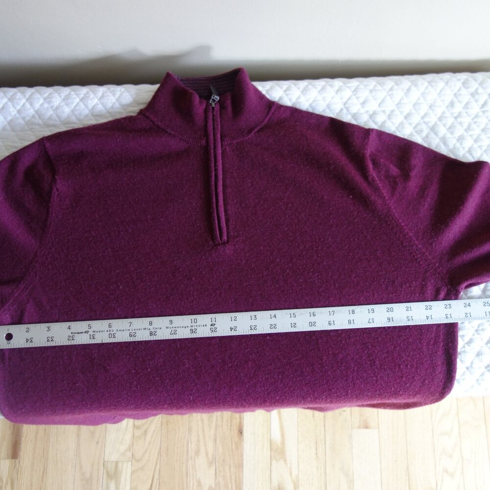 UNTUCKit 100% Merino Wool ¼ Zip Burgundy Sweater – Mens Large - Picture 3 of 7